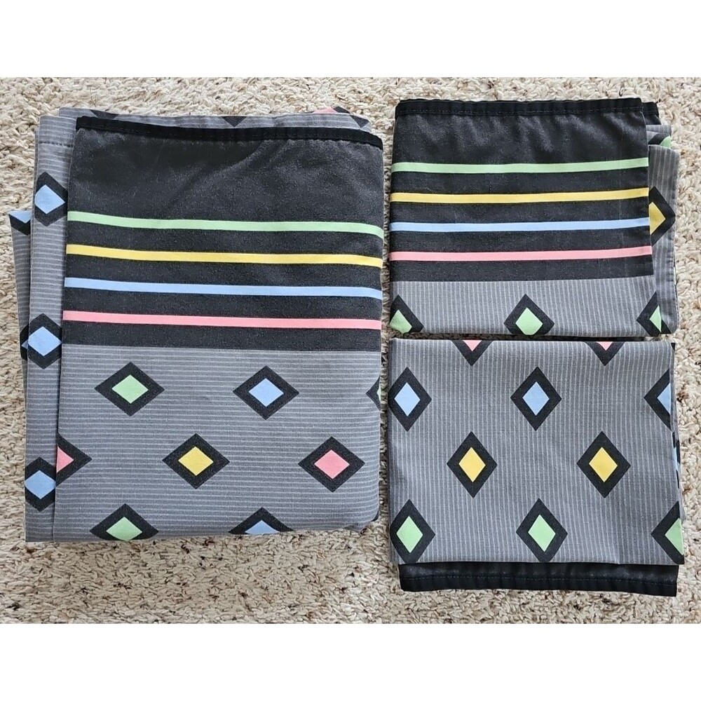 Manuel Canovas Cabochons Queen Flat Sheet Pillowcases 80s Geometric Fabric Utica